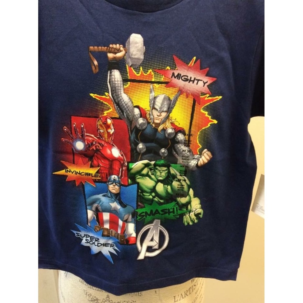 Disney Store Avengers Graphic T-Shirt Navy Blue Organic Cotton Boys XXS‎ 2/3 Tee